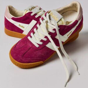 Gola Women's Elan Leather Sneaker Color: Cerise/Off White/Chalk Pi